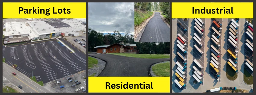 West Virginia Paving project examples: parking lots, residential driveways and industrial lots