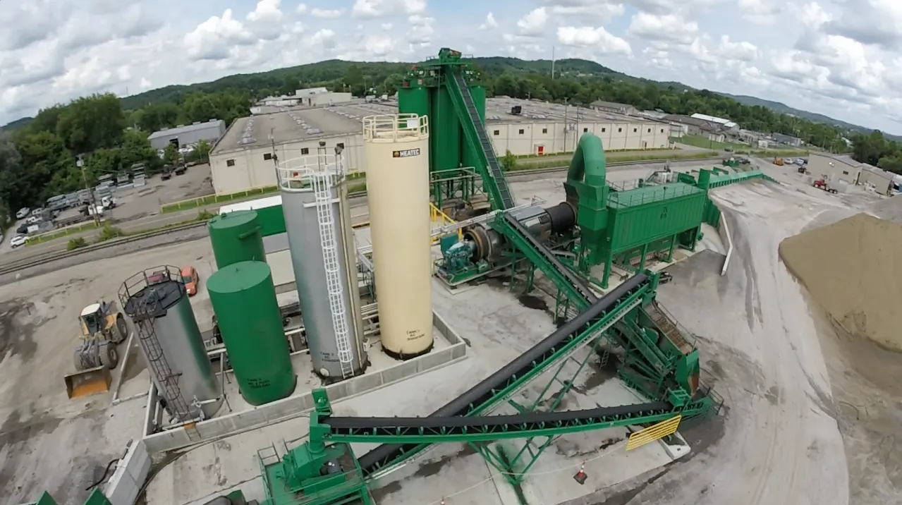 Aerial view of the West Virginia Paving Dunbar asphalt plant